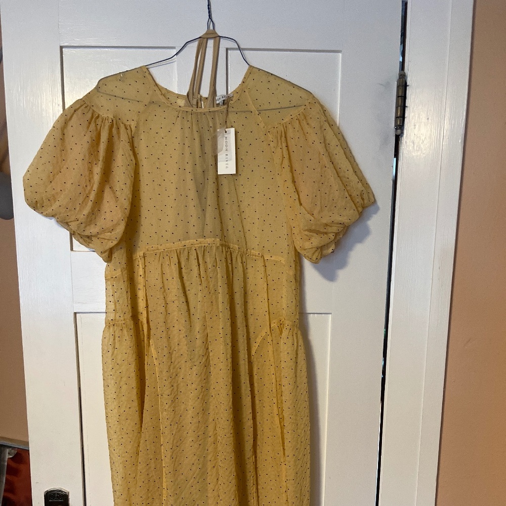 Moon river yellow Pokadot dress. Butter yellow